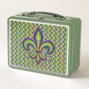Paarse geel groen Mardi Gras fleur de lis