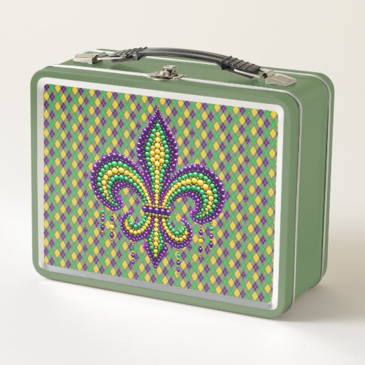 Paarse geel groen Mardi Gras fleur de lis (Voorkant)