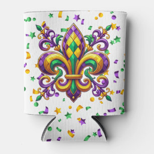 Paarse geel groen Mardi Gras fleur de lis Blikjeskoeler