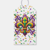 Paarse geel groen Mardi Gras fleur de lis Cadeaulabel (Voorkant)
