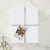 Paarse geel groen Mardi Gras fleur de lis Cadeaulabel (Met Touw)
