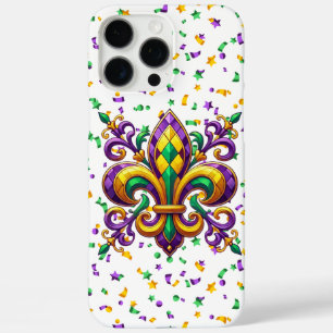 Paarse geel groen Mardi Gras fleur de lis iPhone 16 Pro Max Hoesje
