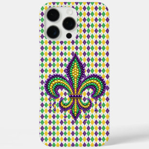 Paarse geel groen Mardi Gras fleur de lis iPhone 16 Pro Max Hoesje