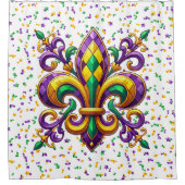 Paarse geel groen Mardi Gras fleur de lis Douchegordijn (Voorkant)