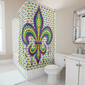 Paarse geel groen Mardi Gras fleur de lis Douchegordijn (In situ)