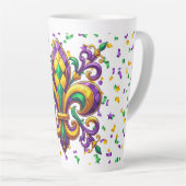 Paarse geel groen Mardi Gras fleur de lis Latte Mok (Rechterhoek)