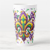 Paarse geel groen Mardi Gras fleur de lis Latte Mok (Voorkant)