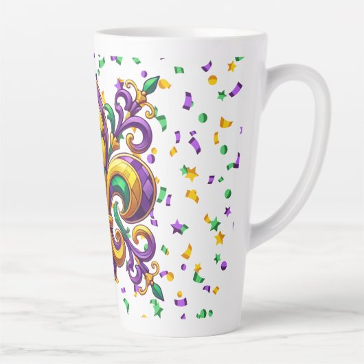 Paarse geel groen Mardi Gras fleur de lis Latte Mok (Rechts)