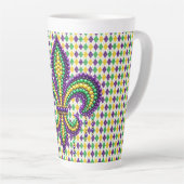 Paarse geel groen Mardi Gras fleur de lis Latte Mok (Rechterhoek)