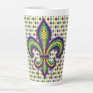 Paarse geel groen Mardi Gras fleur de lis Latte Mok