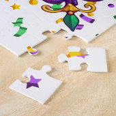 Paarse geel groen Mardi Gras fleur de lis Legpuzzel (Zijkant)