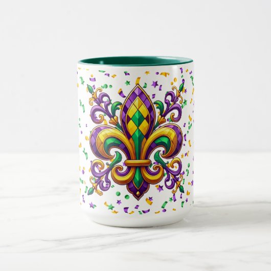 Paarse geel groen Mardi Gras fleur de lis Mok (Midden)