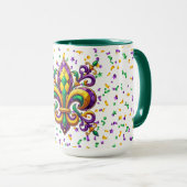 Paarse geel groen Mardi Gras fleur de lis Mok (Voorkant rechts)