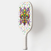 Paarse geel groen Mardi Gras fleur de lis Pickleball Paddle (Links)