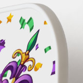 Paarse geel groen Mardi Gras fleur de lis Pickleball Paddle (Links Detail)