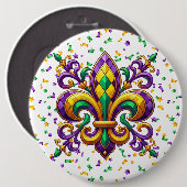 Paarse geel groen Mardi Gras fleur de lis Ronde Button 6,0 Cm (Voorkant /achterkant)