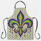 Paarse geel groen Mardi Gras fleur de lis Schort (Voorkant)