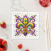 Paarse geel groen Mardi Gras fleur de lis Servet (Insitu)