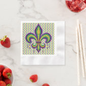 Paarse geel groen Mardi Gras fleur de lis Servet (Insitu)
