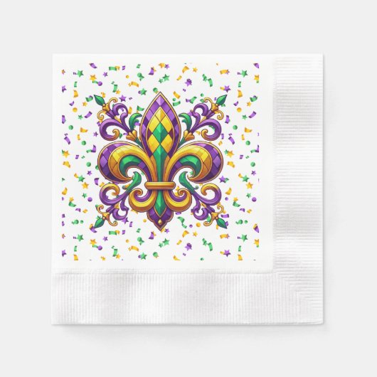 Paarse geel groen Mardi Gras fleur de lis Servet (Voorkant)