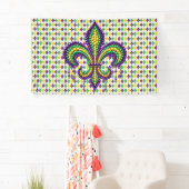 Paarse geel groen Mardi Gras fleur de lis Spandoek (Insitu)