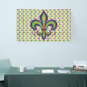 Paarse geel groen Mardi Gras fleur de lis Spandoek (Beurs)
