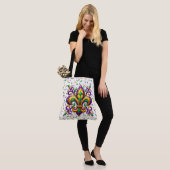 Paarse geel groen Mardi Gras fleur de lis Tote Bag (Op model)