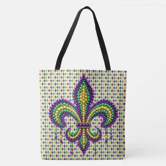 Paarse geel groen Mardi Gras fleur de lis Tote Bag (Voorkant)