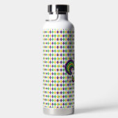 Paarse geel groen Mardi Gras fleur de lis Waterfles (Rechts)