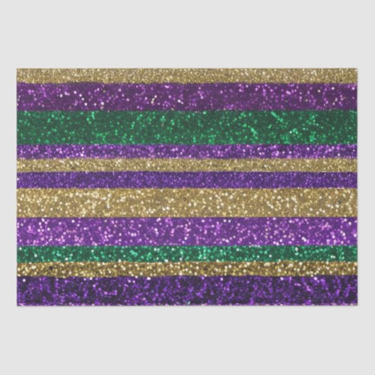 Paarse geel groen Mardi Gras glitterpatroon Tissuepapier (Voorkant)