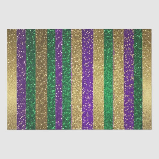 Paarse geel groen Mardi Gras glitterpatroon Tissuepapier (Voorkant)