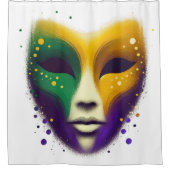 Paarse geel groene Mardi Gras masker Douchegordijn (Voorkant)