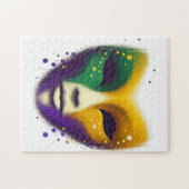 Paarse geel groene Mardi Gras masker Legpuzzel (Horizontaal)