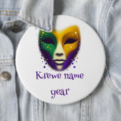Paarse geel groene Mardi Gras masker Ronde Button 6,0 Cm (In situ)