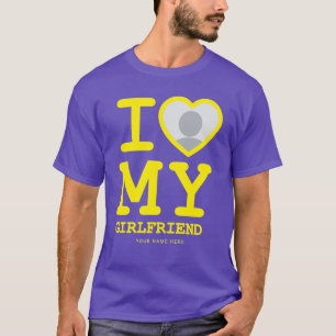 Paarse Geel I Love My Vriendin Photo Text T-shirt