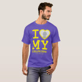 Paarse Geel Ik hou van mijn Vriendin Foto tekst T-shirt (Voorkant volledig)