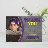 Paarse geel krijtbord Afstuderen dank u kaart (Staand voorkant)