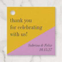 Paarse geel moderne aangepaste bruiloft dank u