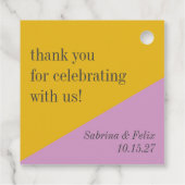 Paarse geel moderne aangepaste bruiloft dank u bedankjes labels (Achterkant)