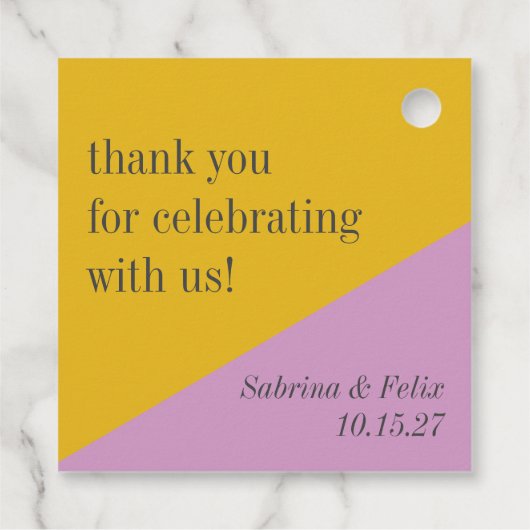 Paarse geel moderne aangepaste bruiloft dank u bedankjes labels (Achterkant)