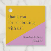 Paarse geel moderne aangepaste bruiloft dank u bedankjes labels (Voorkant)