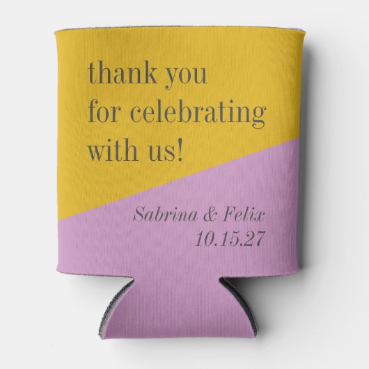 Paarse geel moderne aangepaste bruiloft dank u blikjeskoeler (Voorkant)