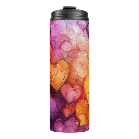 PAARSE GEEL ROOD BLAUWE VALENTIJN HARTEN THERMOSBEKER (Voorkant)