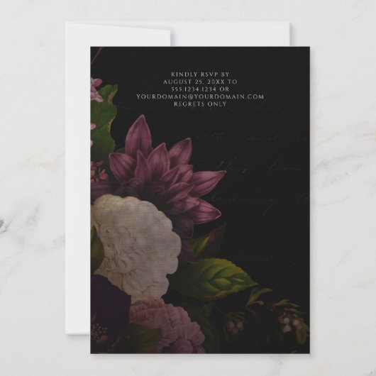 Paarse Geel Roze Pioenen & Rozen Bruiloft & RSVP Kaart (Achterkant)