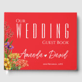 Paarse Geel Sinaasappel  Wildflower Bruiloft Gastenboek (Voorkant)