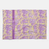  paarse geel Toile de Jouy bedrukt Theedoek (Horizontaal)