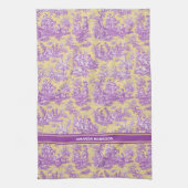  paarse geel Toile de Jouy bedrukt Theedoek (Verticaal)