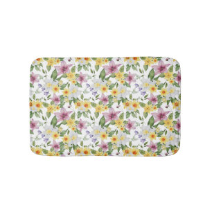 Paarse Geel White Green Floral Boho Chic Badmat
