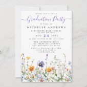 Paarse Geel Wildflower Afstuderen Kaart (Voorkant)