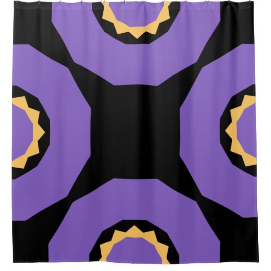 Paarse geel zwart geo douchegordijn (Voorkant)